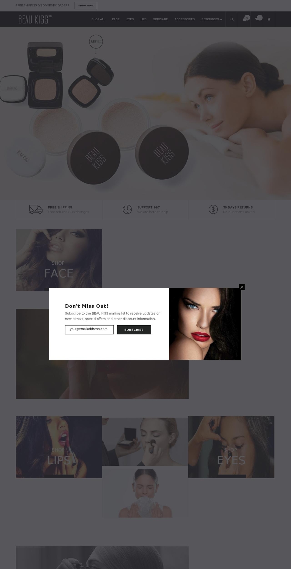 Beau Kiss Cosmetics Shopify theme site example beaukisscosmetics.com
