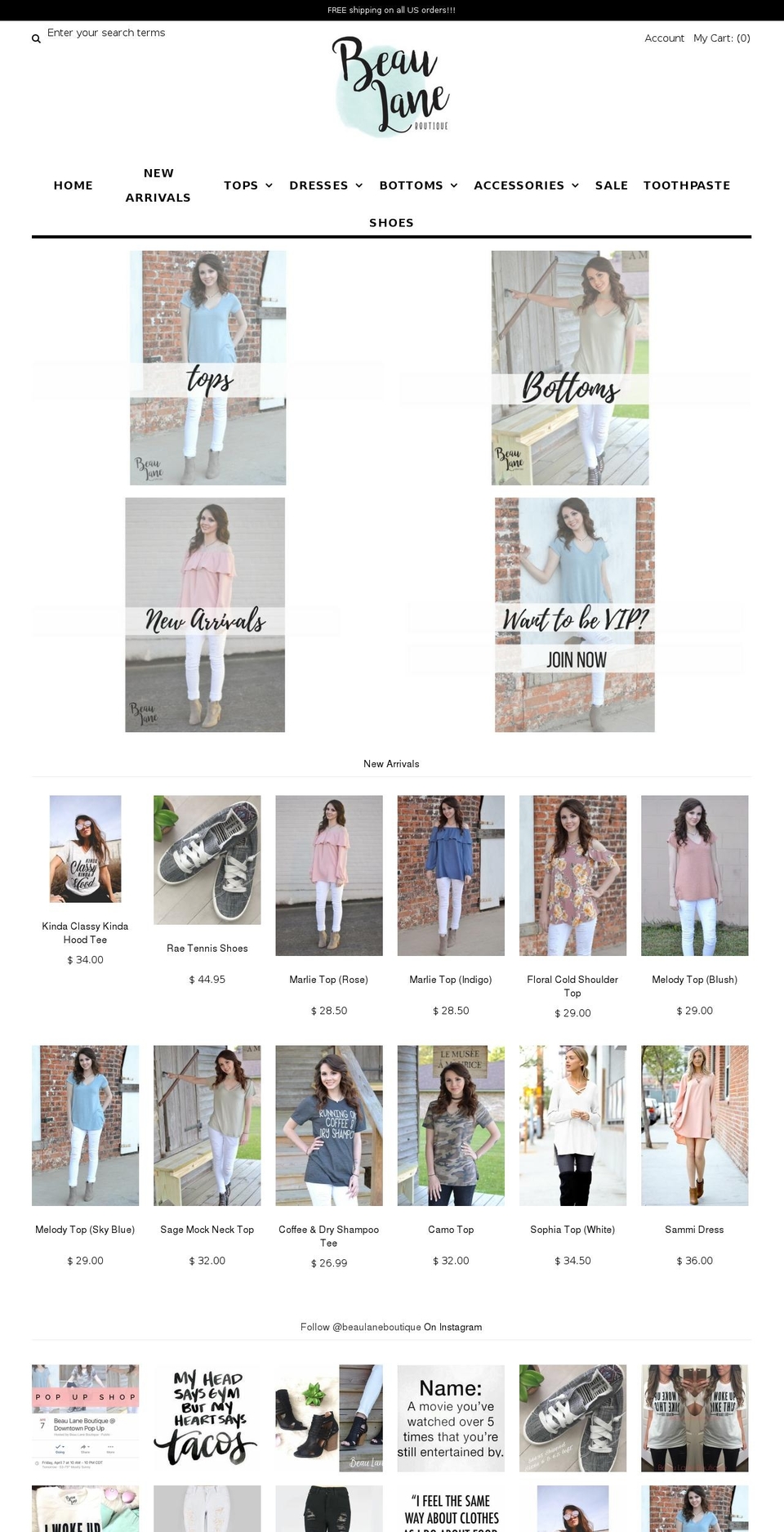 beaulane.com shopify website screenshot