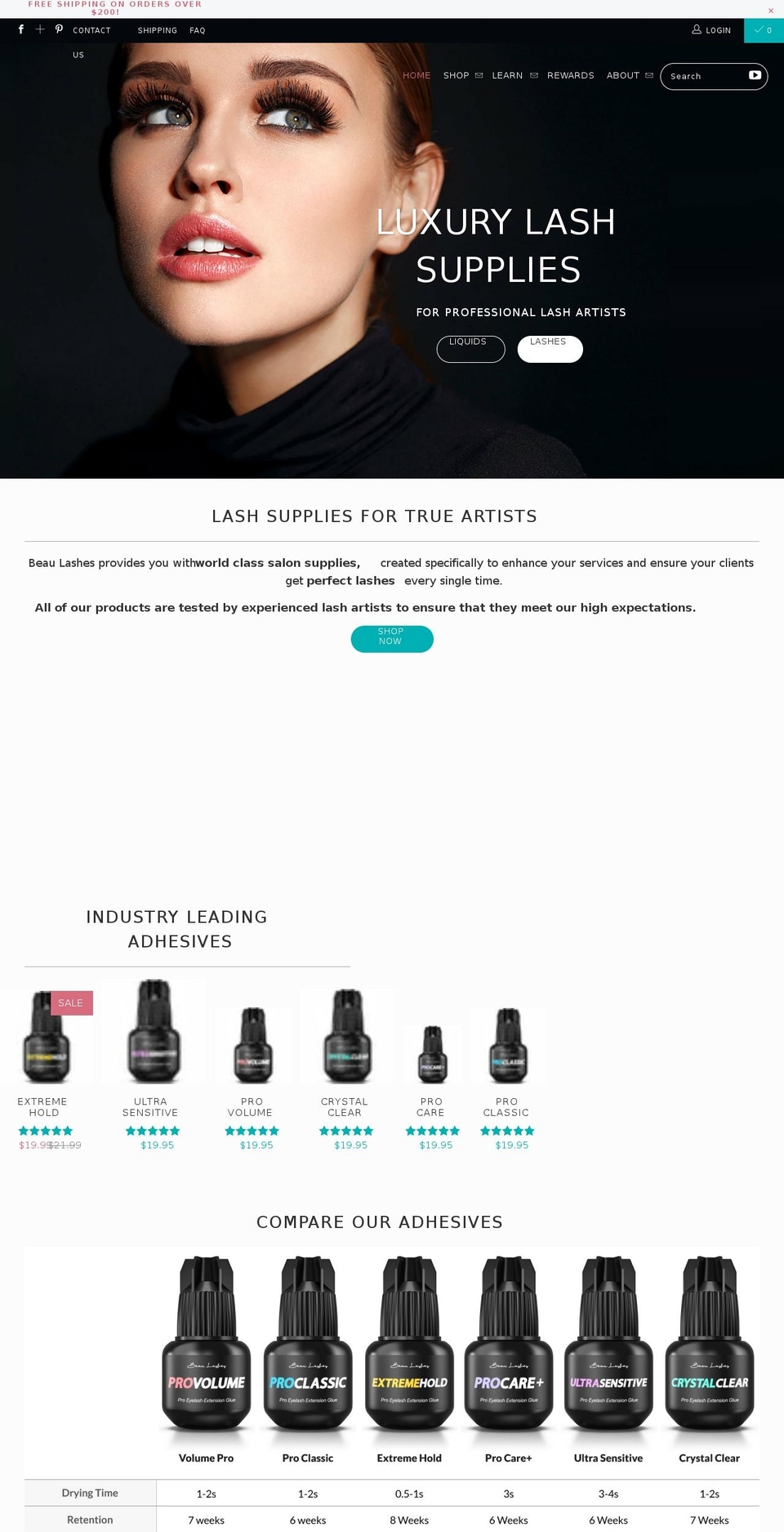 beaulashes.store shopify website screenshot