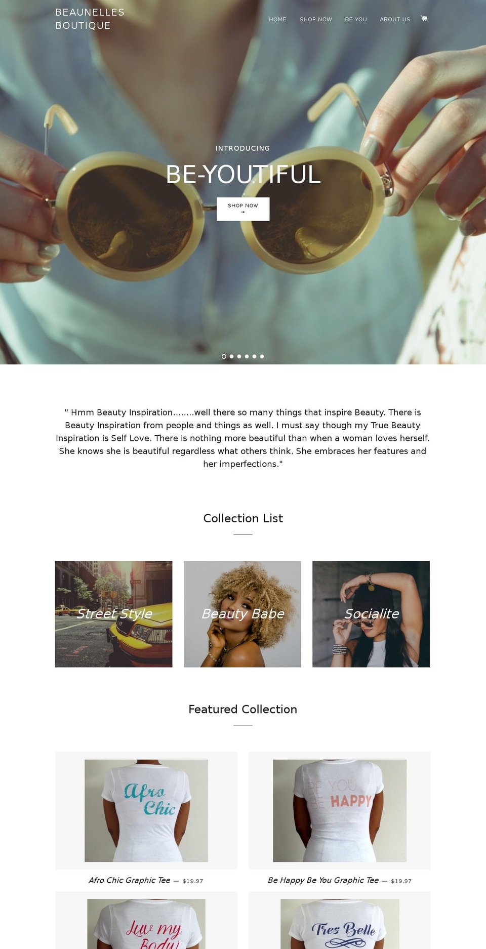 beaunelleboutique.com shopify website screenshot