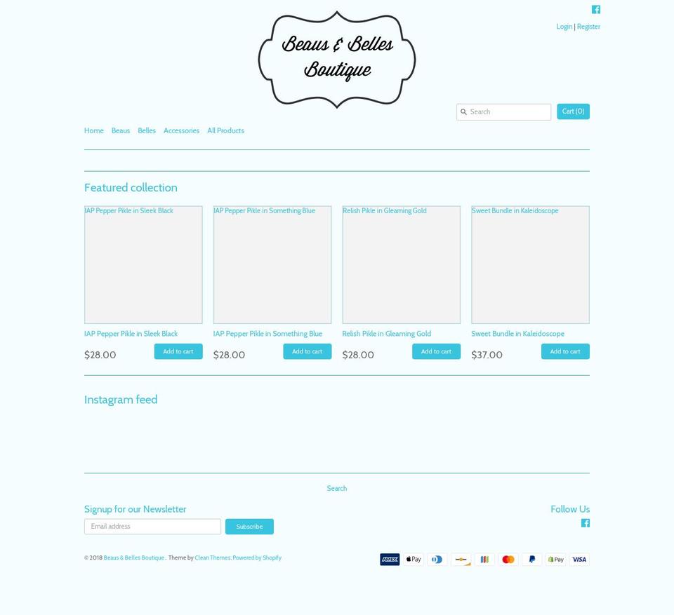 beausandbellesboutique.com shopify website screenshot