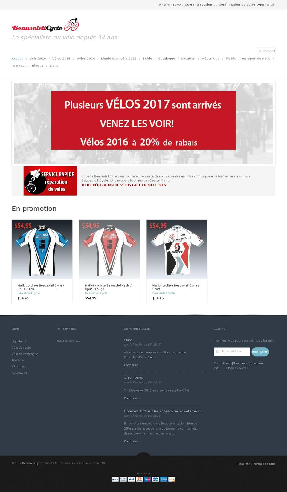 beausoleilcycle.com shopify website screenshot