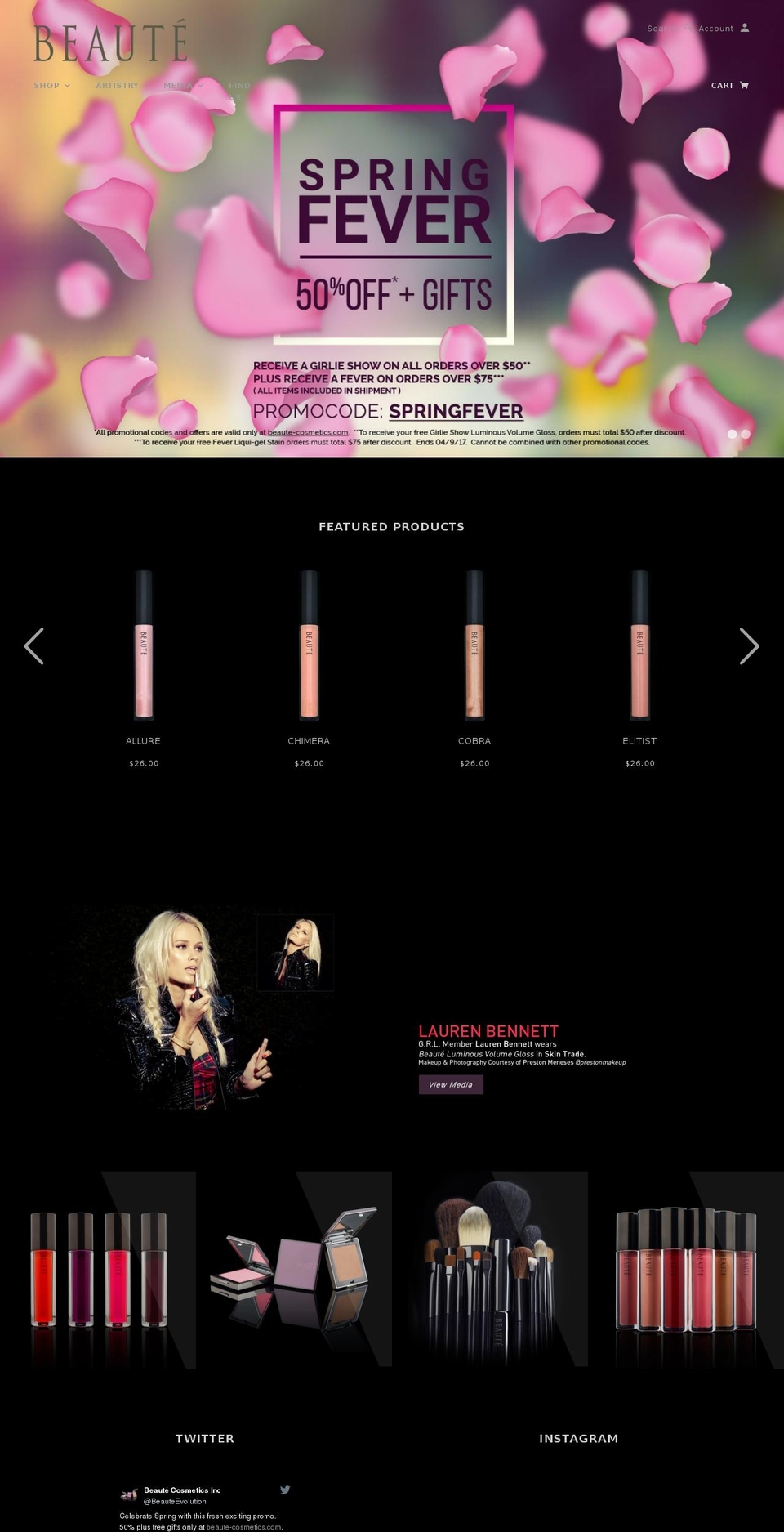 beautecosmetics.org shopify website screenshot