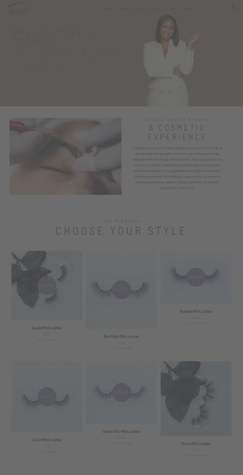 beauteroyalebrowbar.com shopify website screenshot