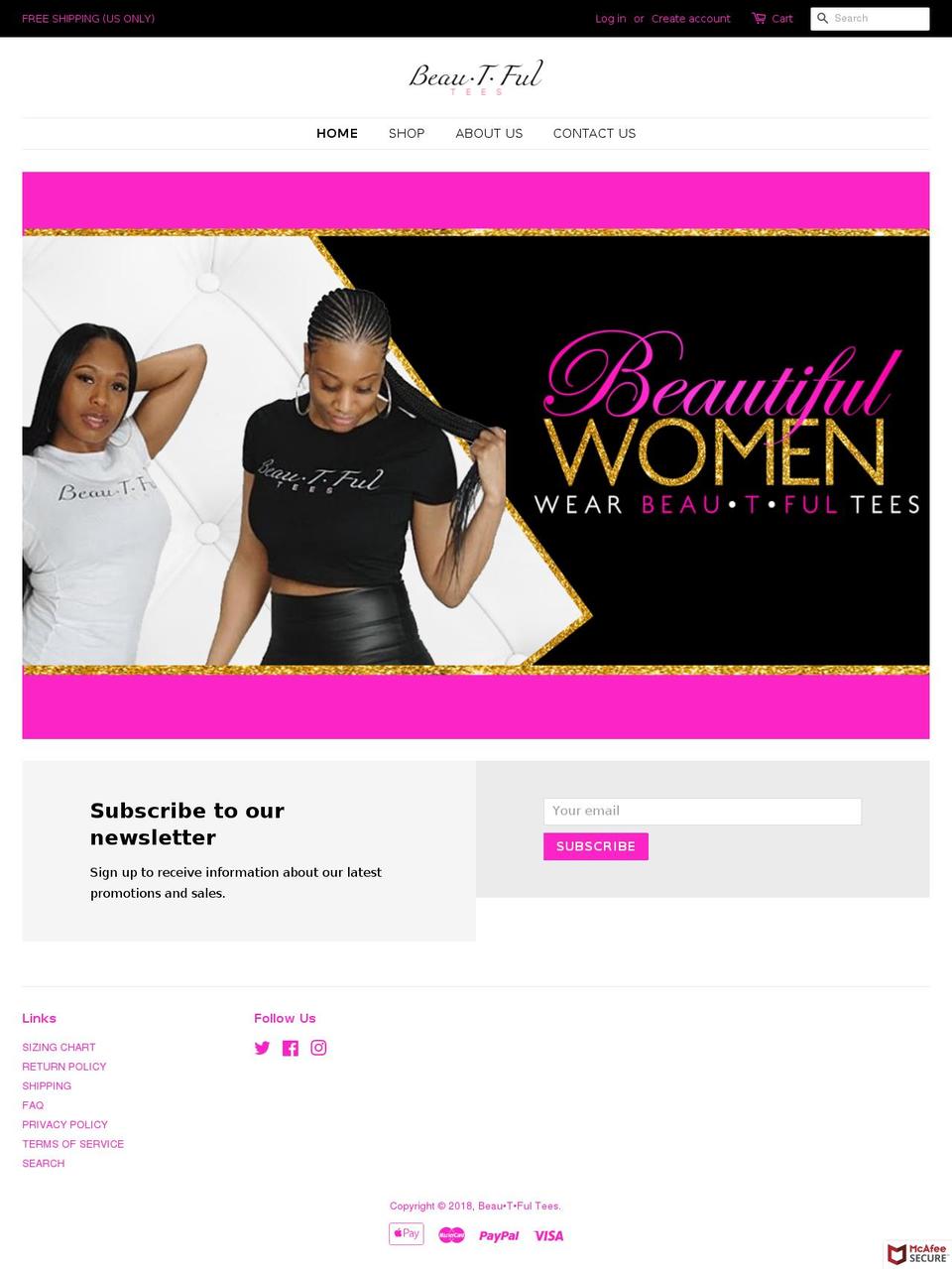 beautfultees.com shopify website screenshot