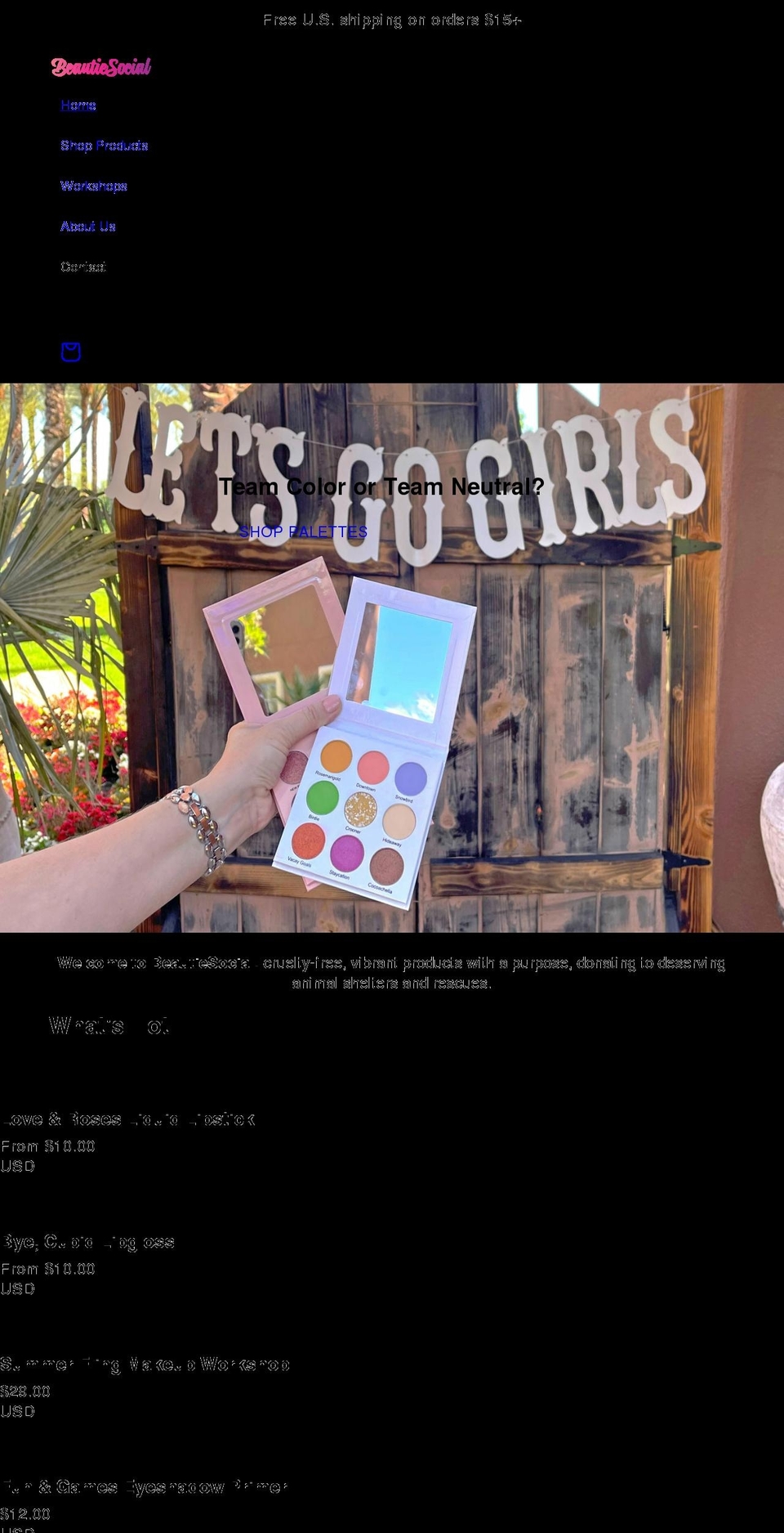 beautiesocial.com shopify website screenshot