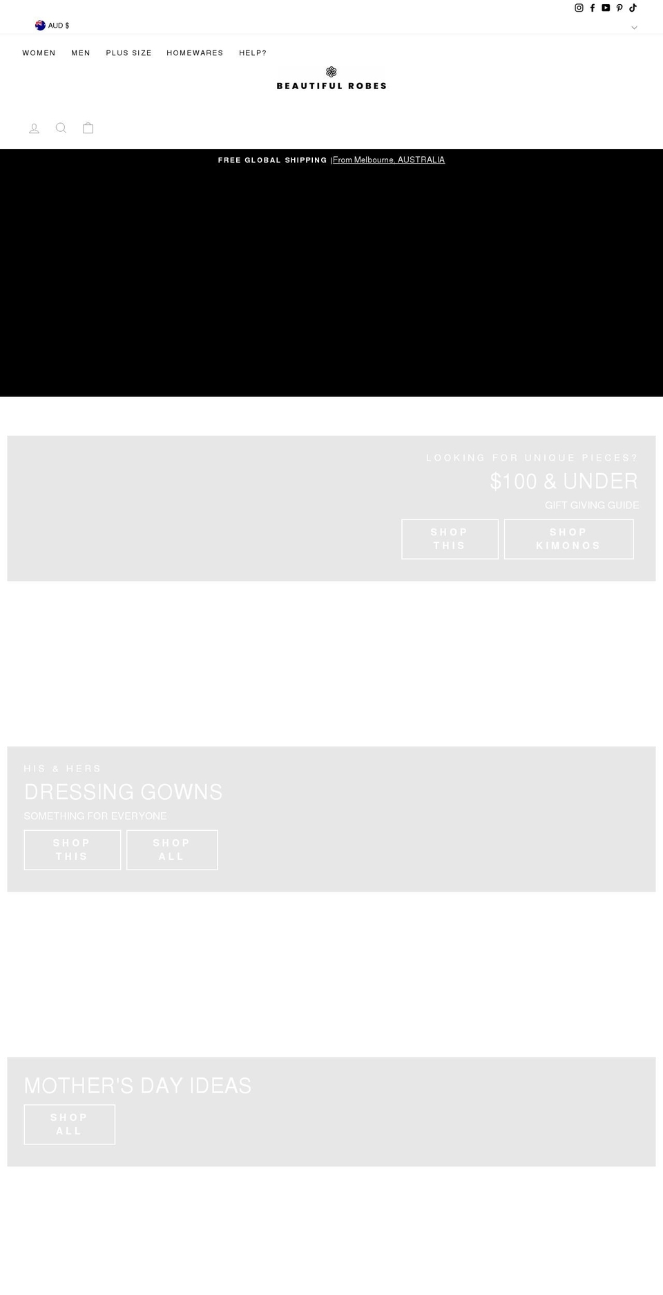 beautiful-robes.com.au shopify website screenshot