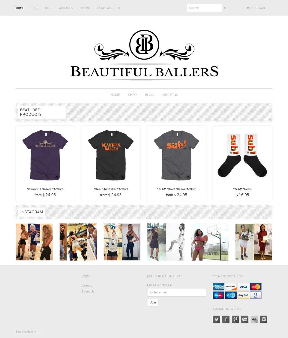 Yuva Shopify theme site example beautifulballers.com