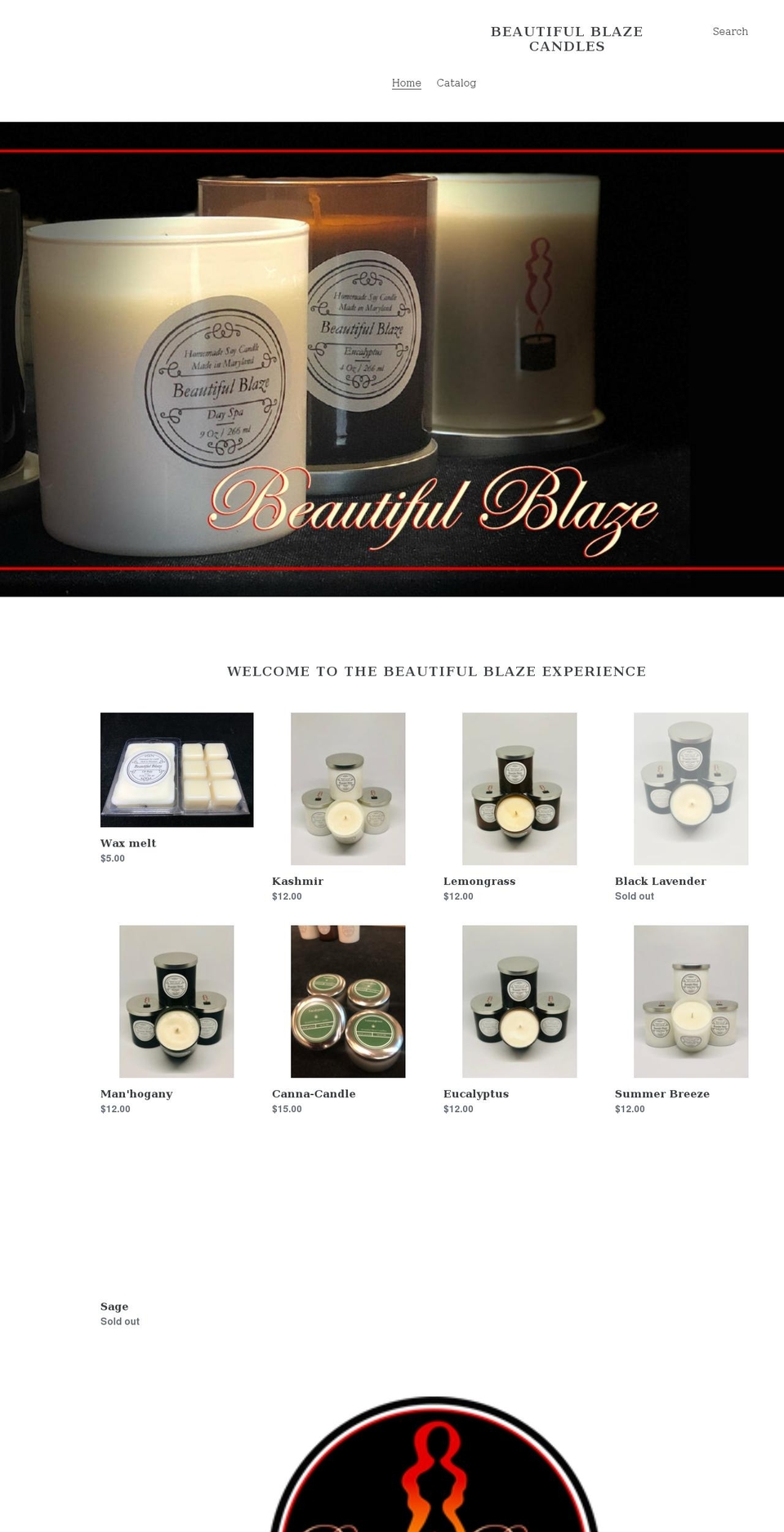 beautifulblazecandles.com shopify website screenshot