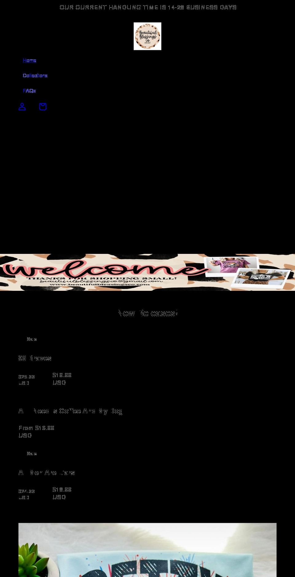 beautifulblessingsco.com shopify website screenshot