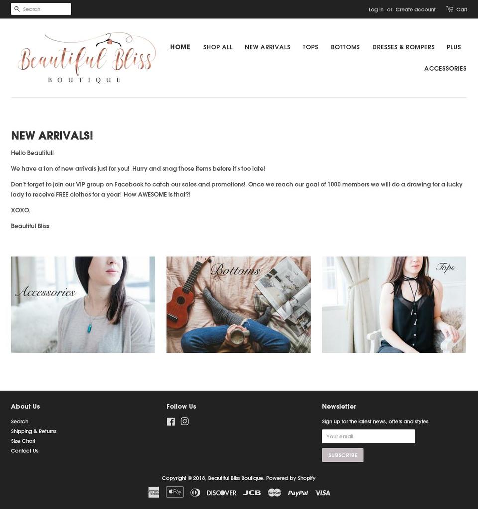 beautifulblissboutique.com — Shopify storefront screenshot