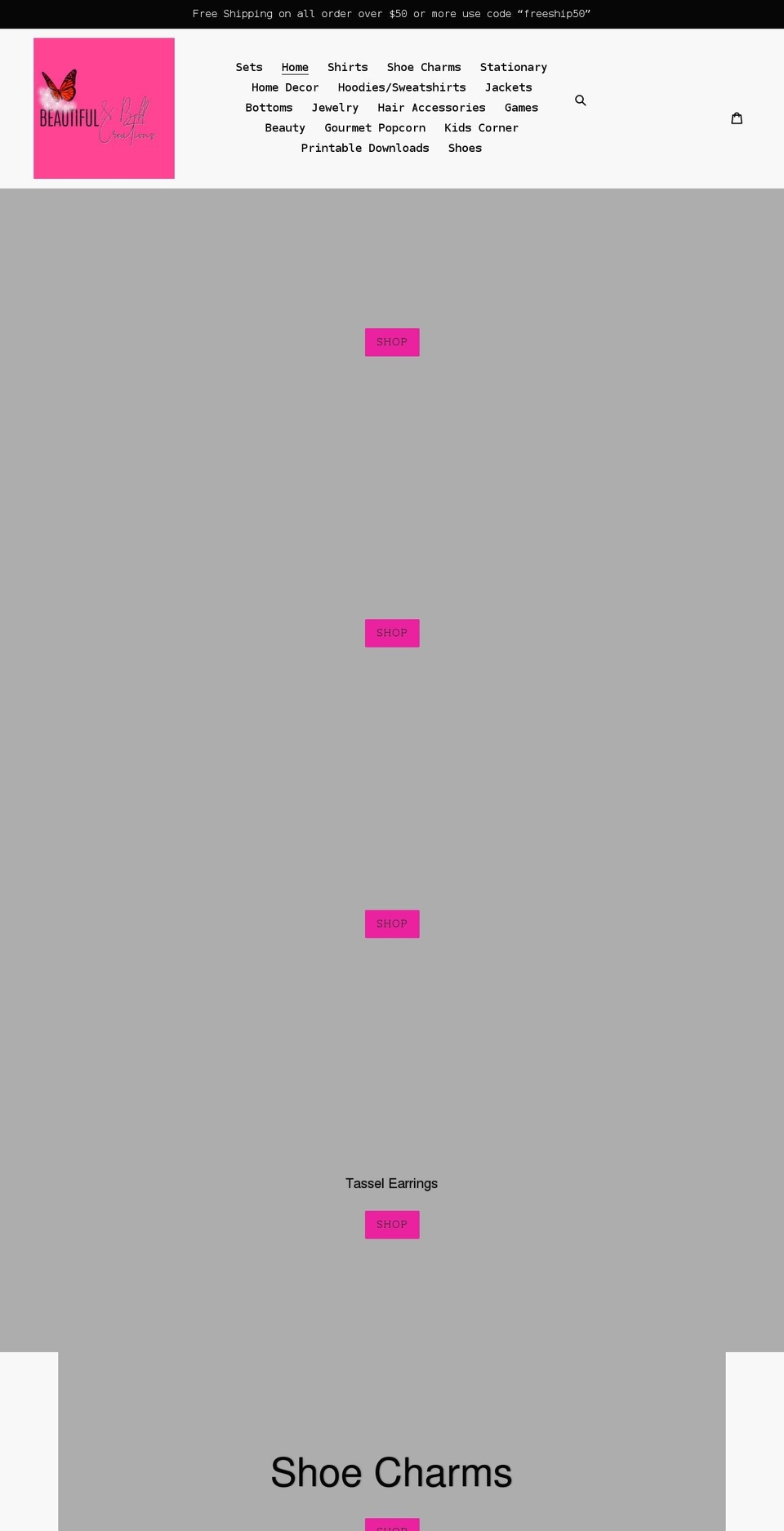 beautifulboldcreations.com shopify website screenshot