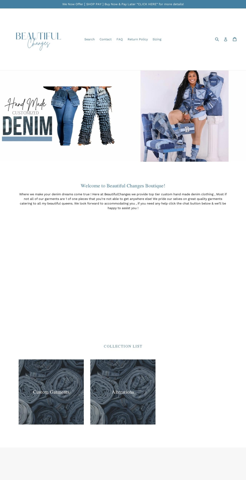 beautifulchangesboutique.com shopify website screenshot