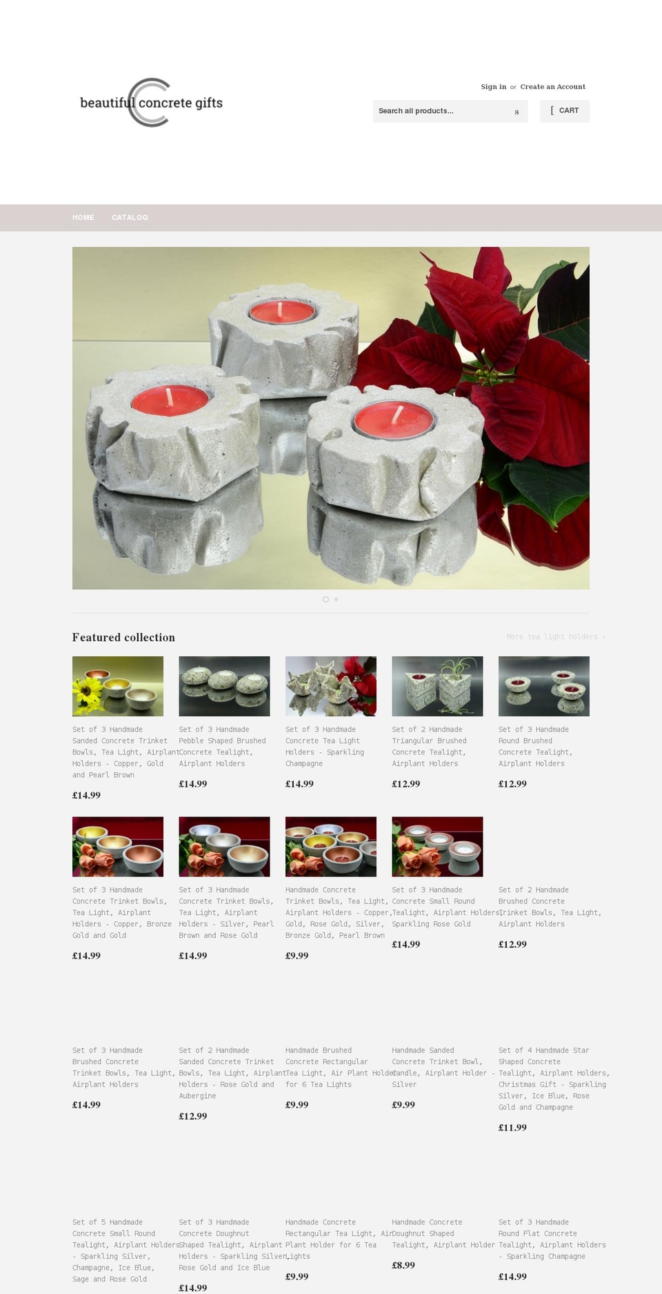 beautifulconcretegifts.co.uk shopify website screenshot