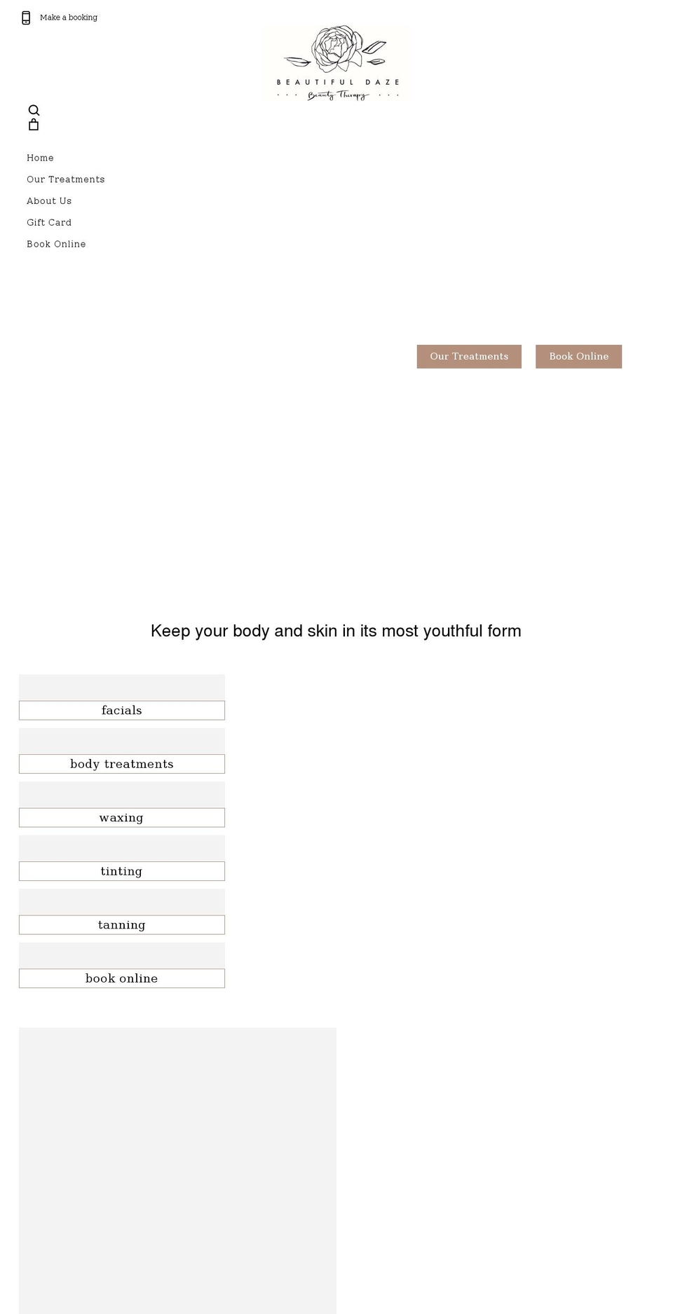 beautifuldazebeautytherapy.com shopify website screenshot