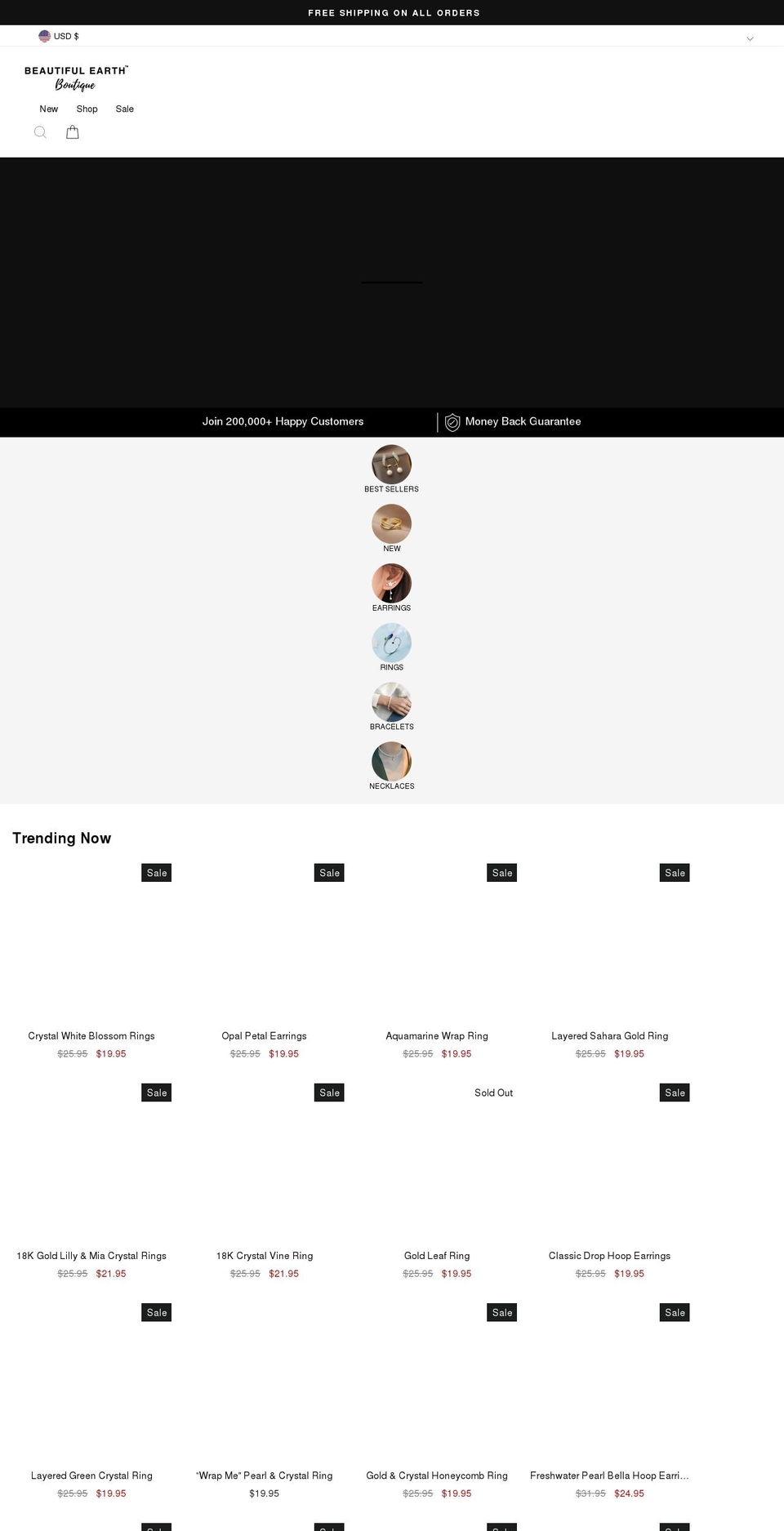 beautifulearthboutique.com shopify website screenshot