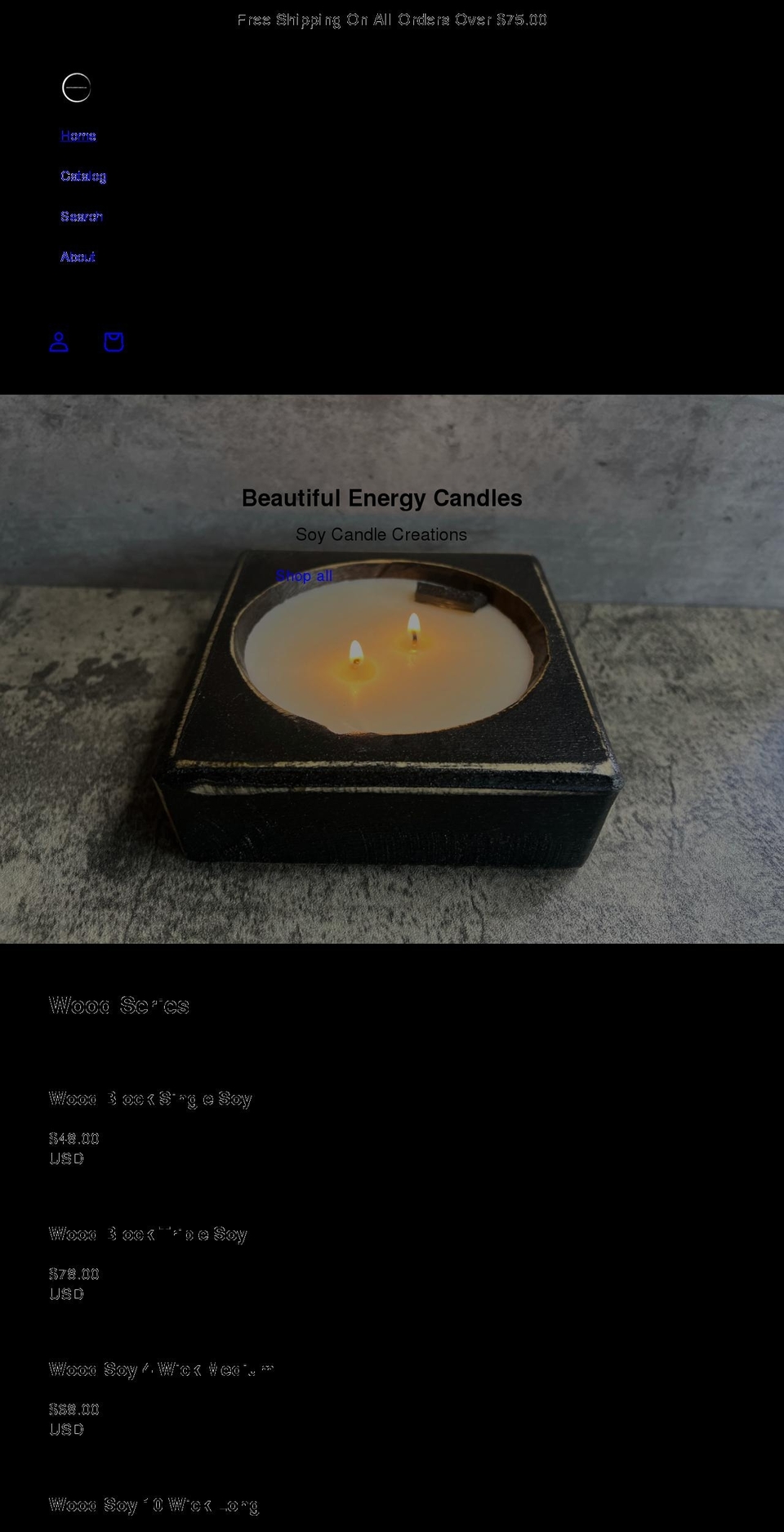 beautifulenergycandles.com shopify website screenshot
