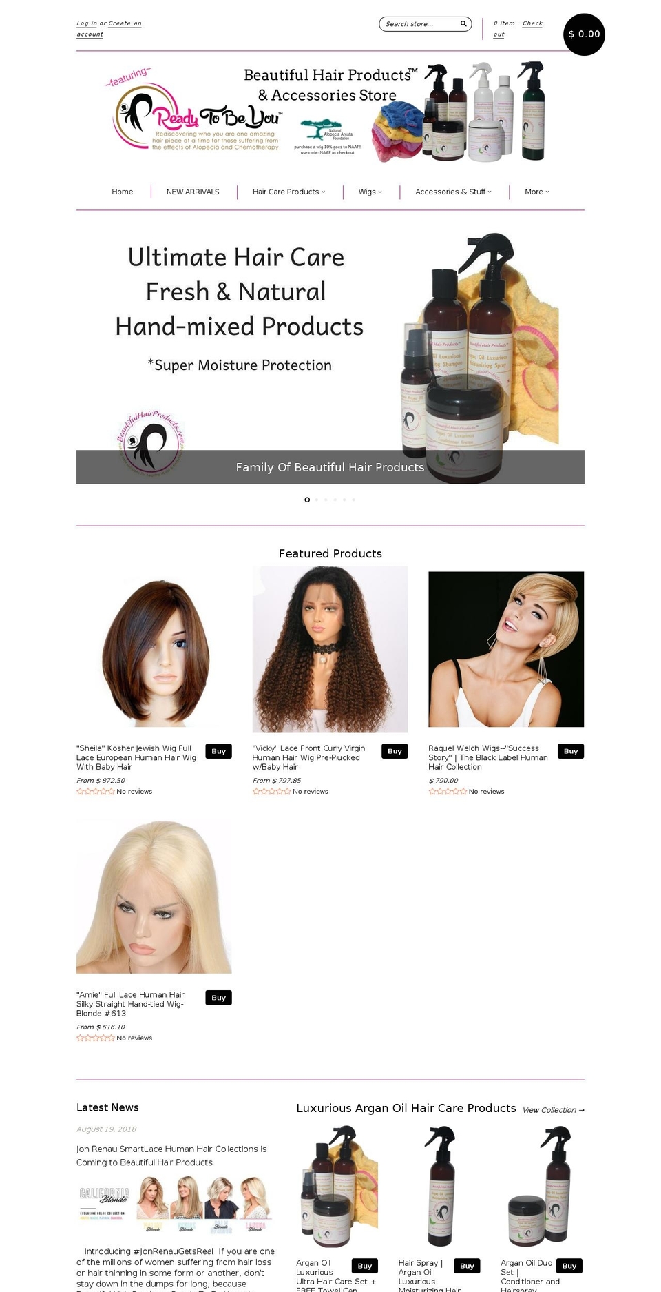 beautifulhairproducts.com — Shopify storefront screenshot