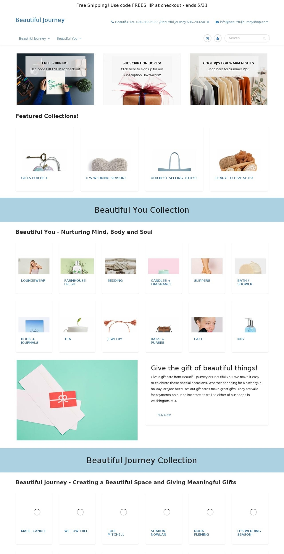 beautifuljourneyshop.com shopify website screenshot