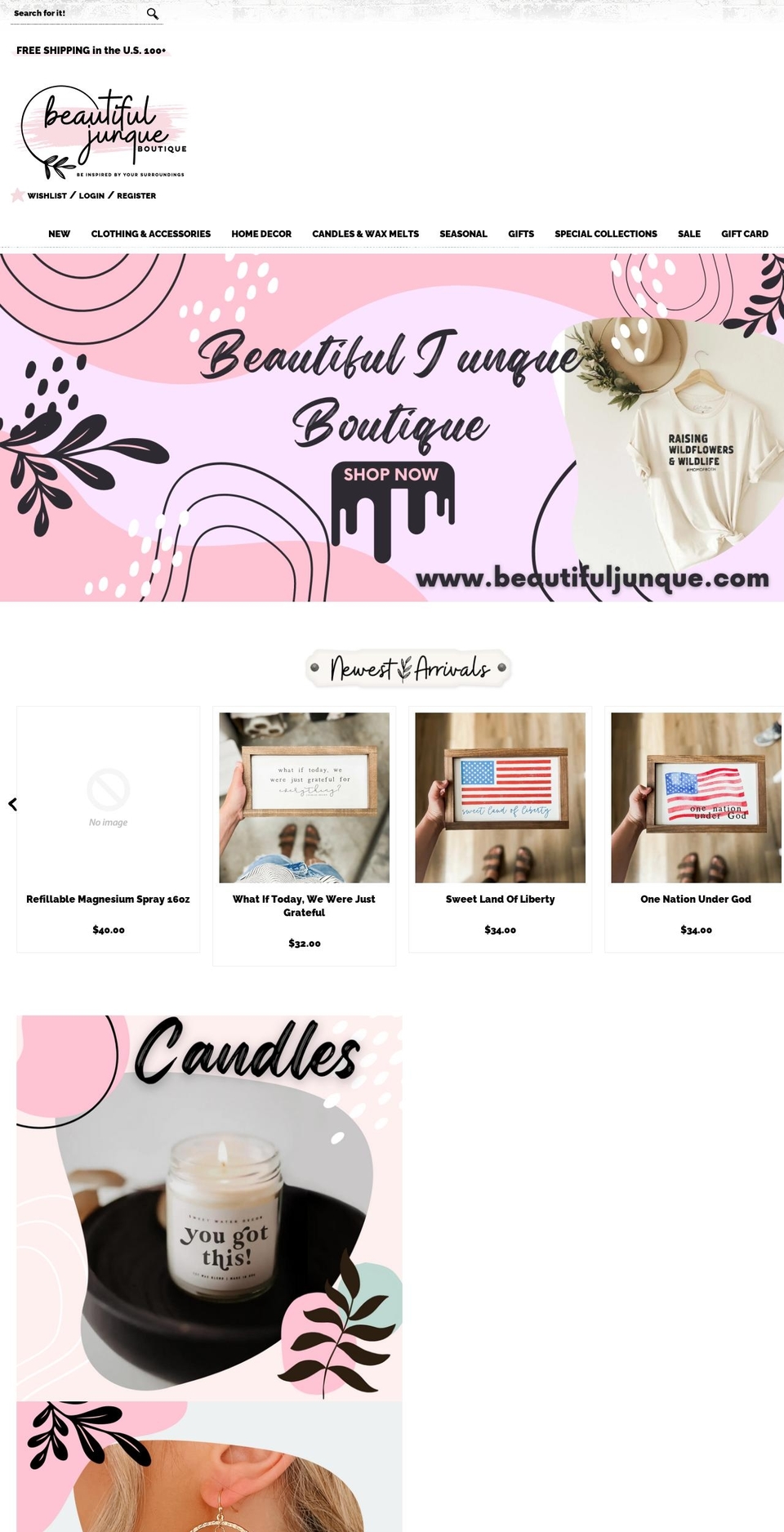 beautifuljunque.com shopify website screenshot