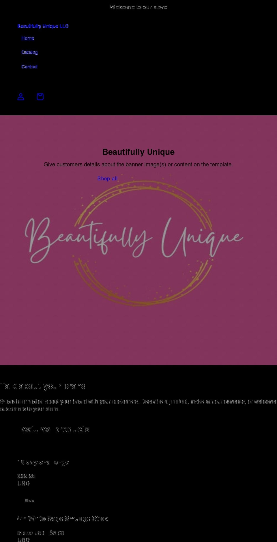 beautifullyuniquellc.com shopify website screenshot