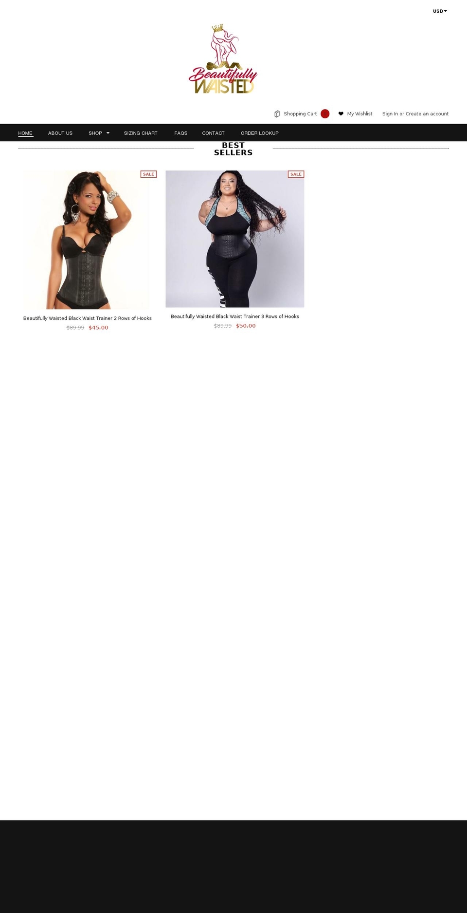 beautifullywaisted.com — Shopify storefront screenshot