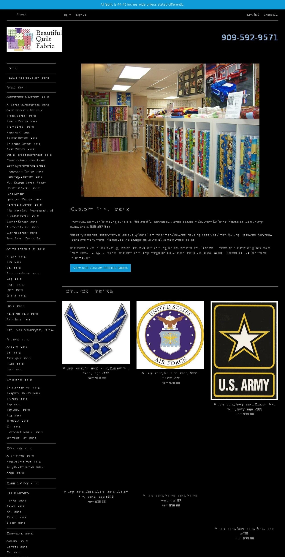 beautifulquiltfabric.net shopify website screenshot