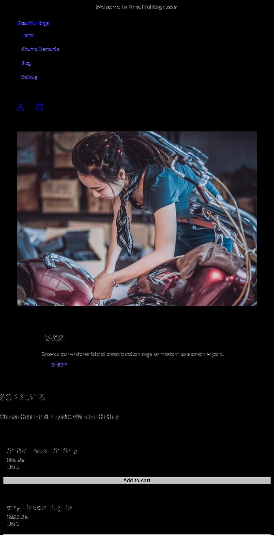 beautifulrags.net shopify website screenshot
