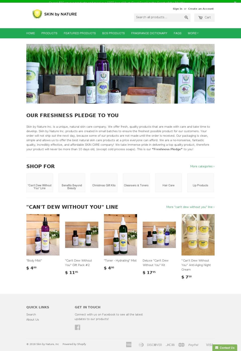 beautifulskinbynature.com — Shopify storefront screenshot