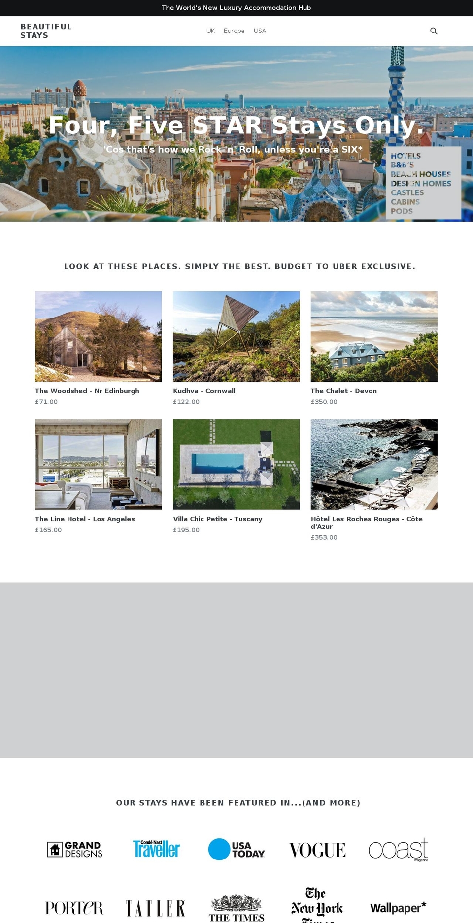 beautifulstays.com — Shopify storefront screenshot
