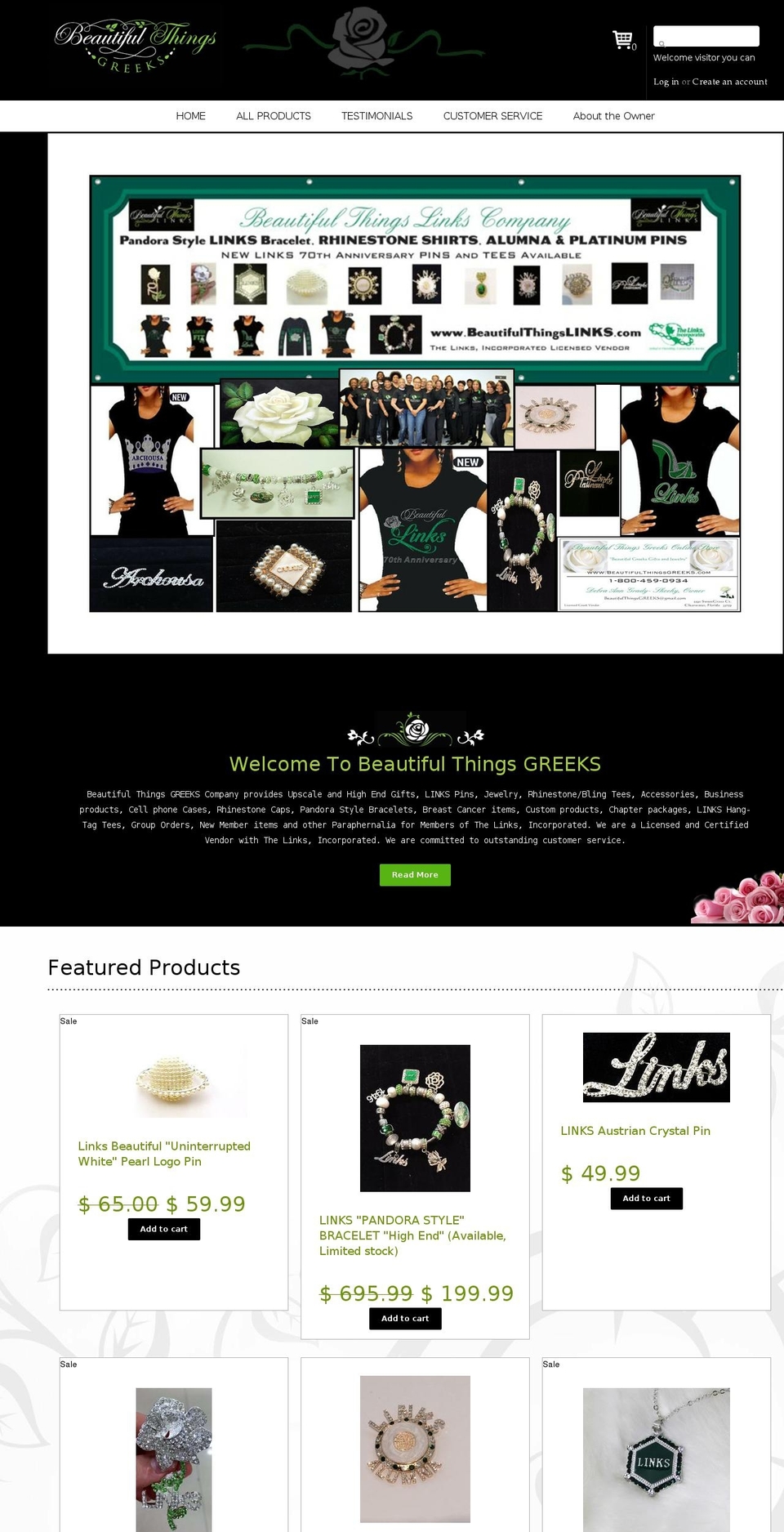 beautifulthingslink.com shopify website screenshot