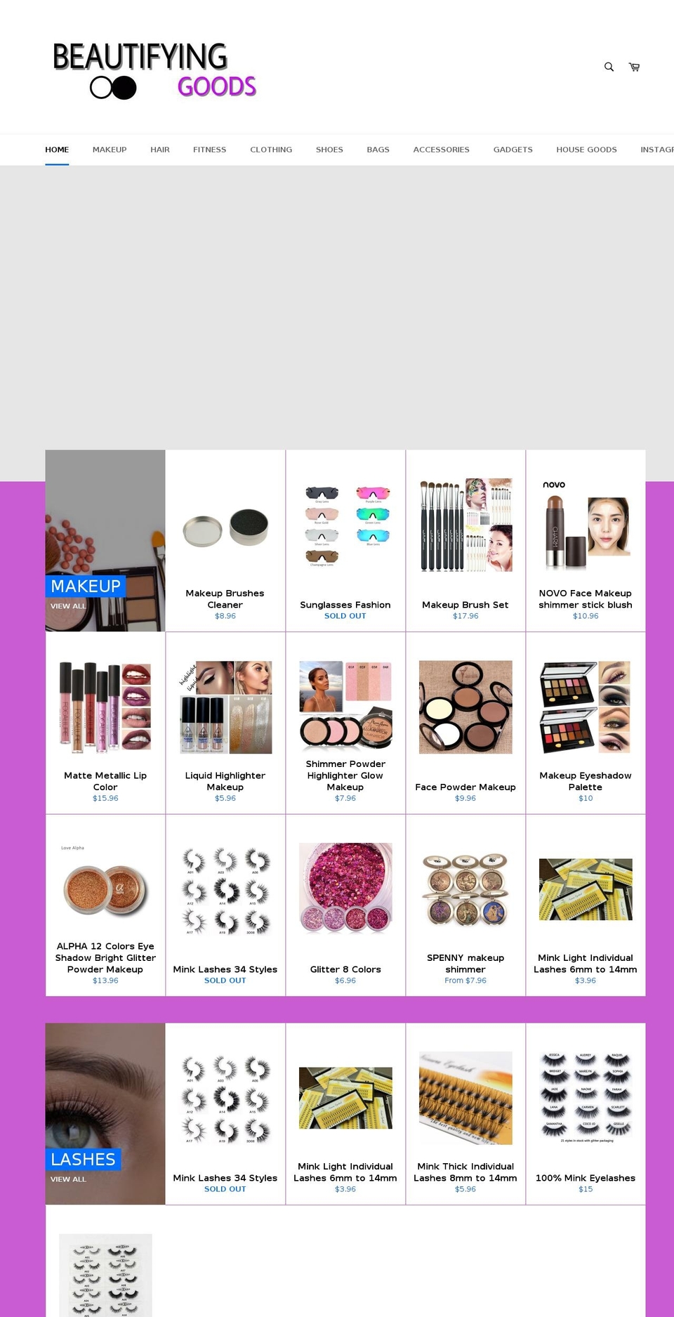 beautifyinggoods.com — Shopify storefront screenshot
