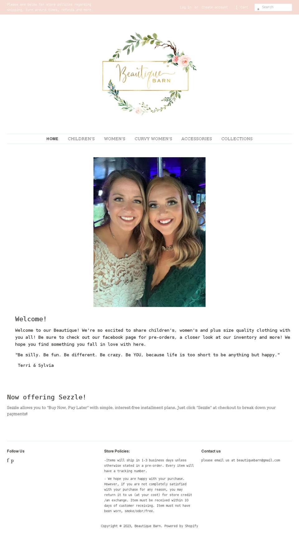 beautiquebarn.com shopify website screenshot