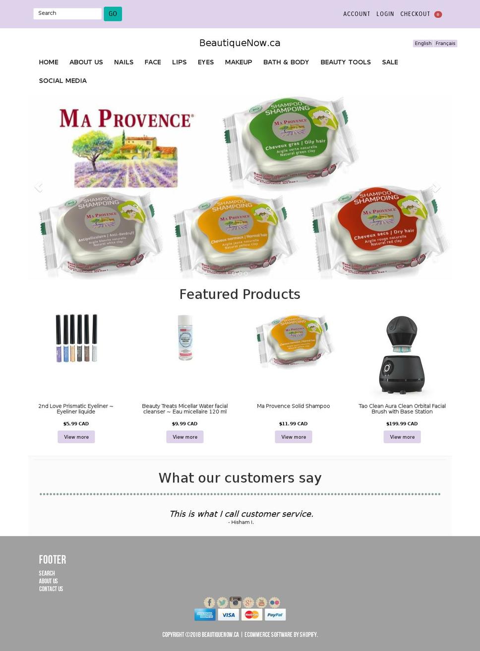 Beautique Now Shopify theme site example beautiquenow.ca