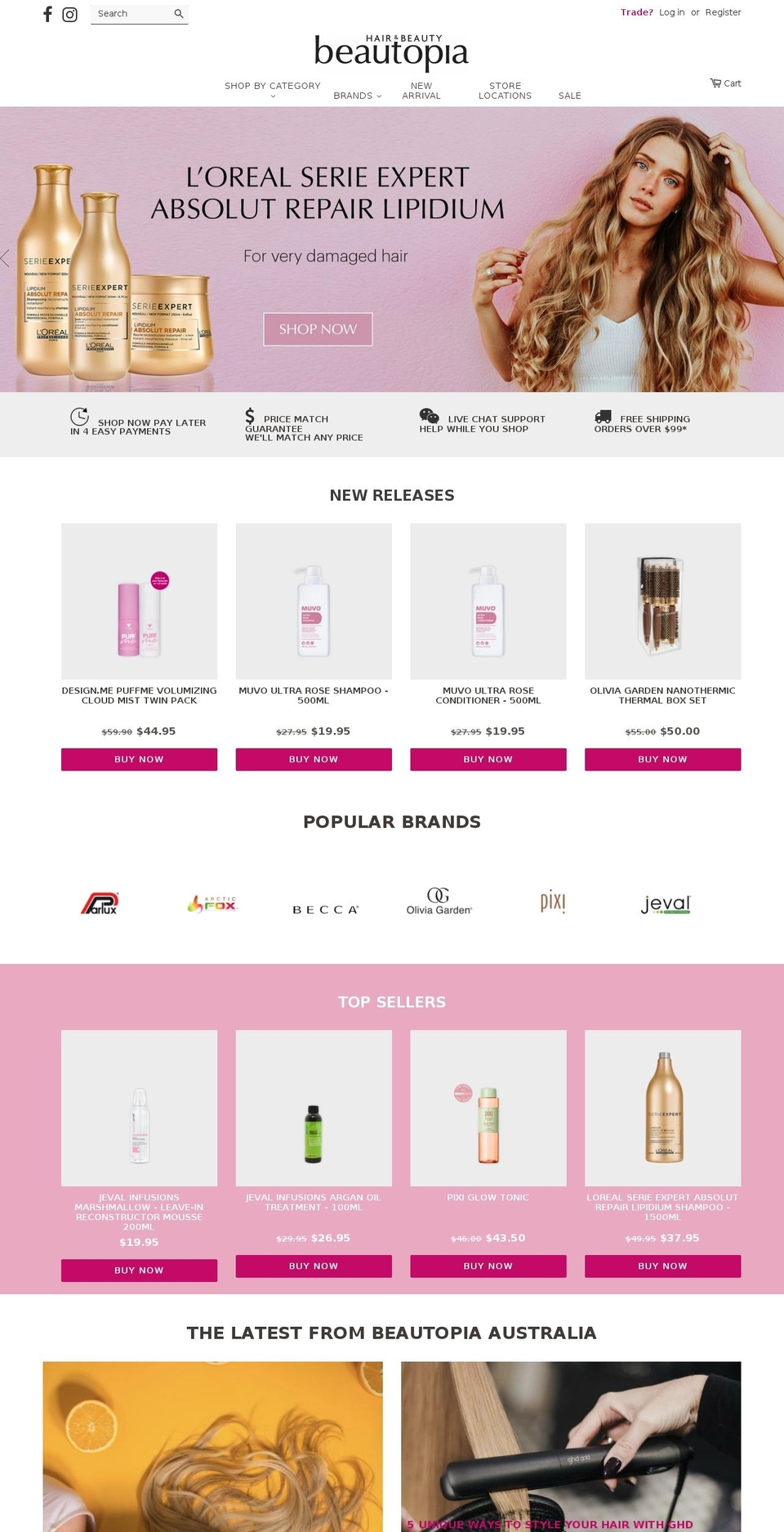 beautopia.com.au shopify website screenshot