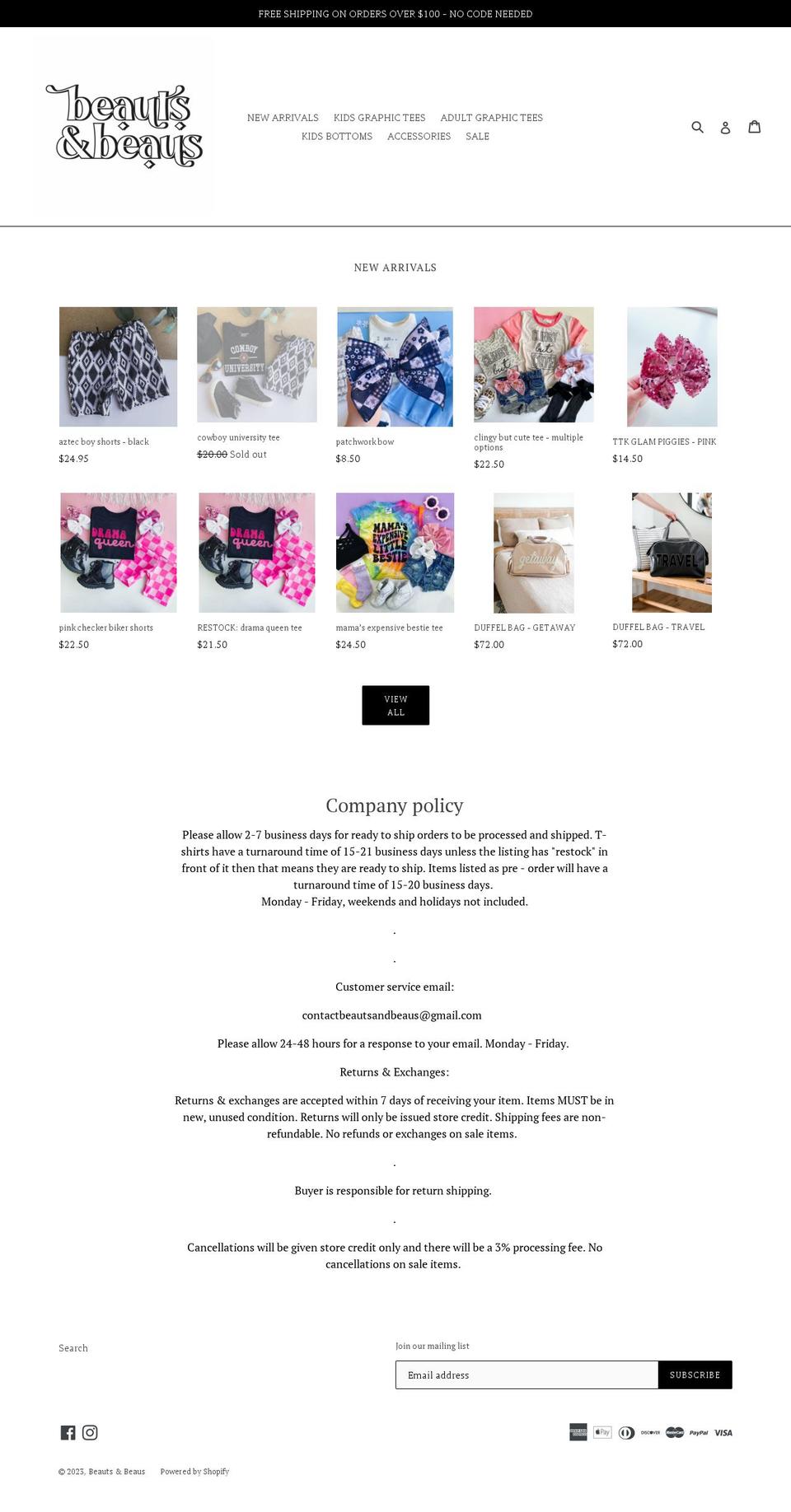 beautsandbeausboutique.com shopify website screenshot