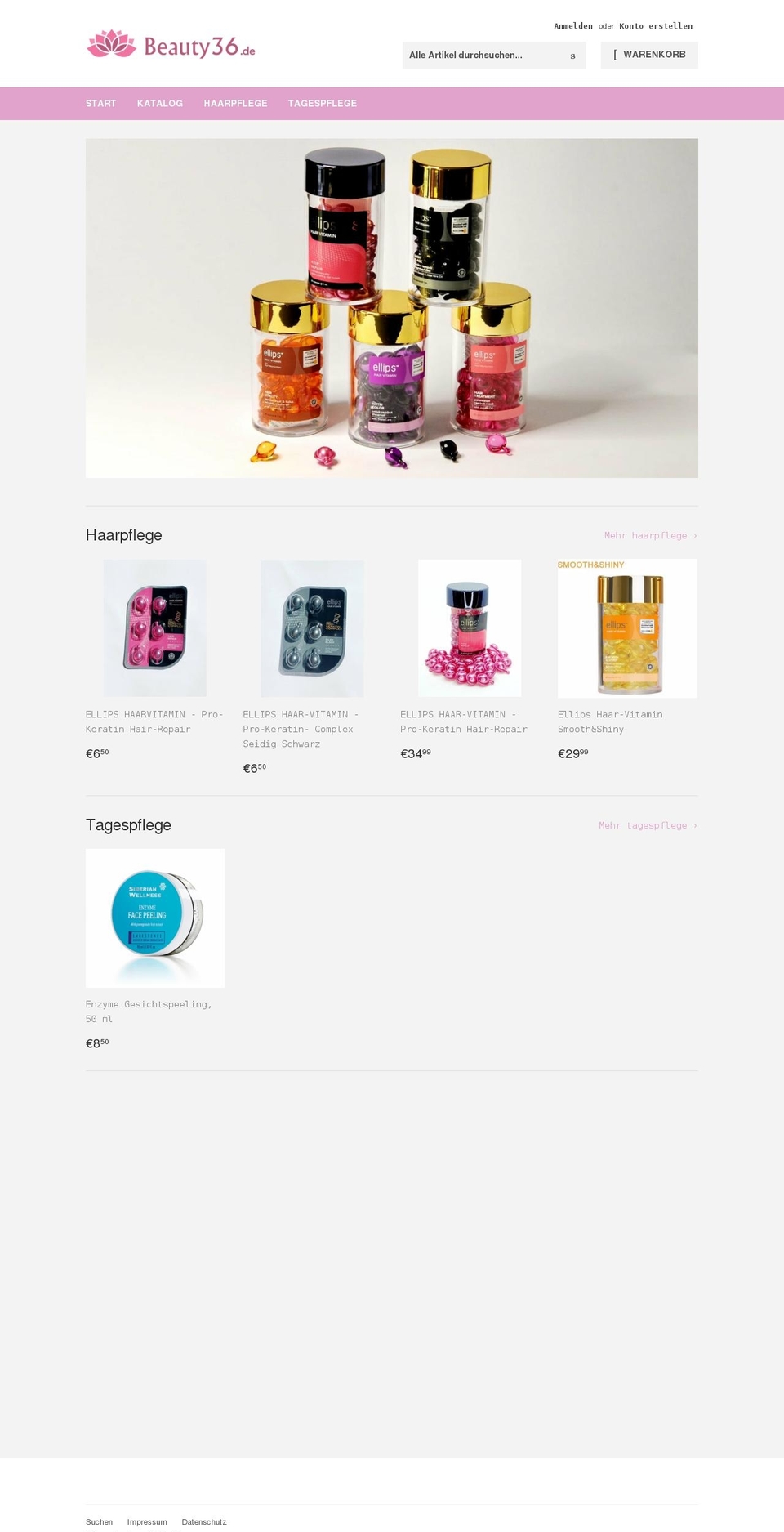 beauty36.de shopify website screenshot