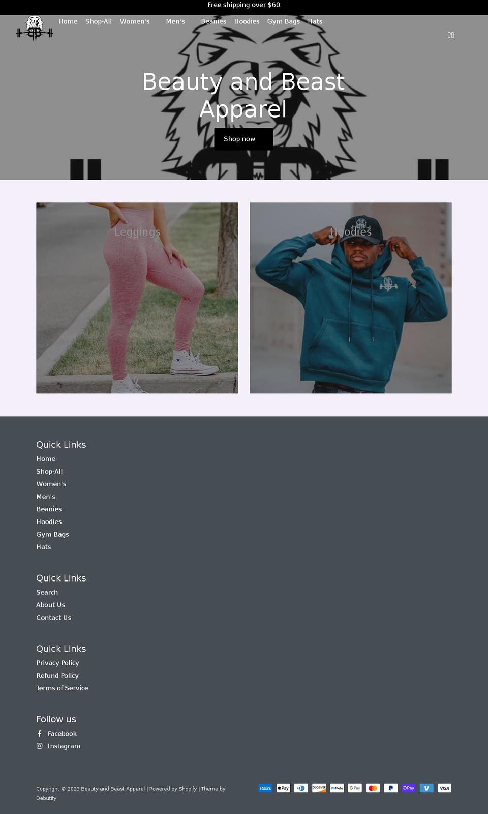 beautyandbeastapparel.com shopify website screenshot