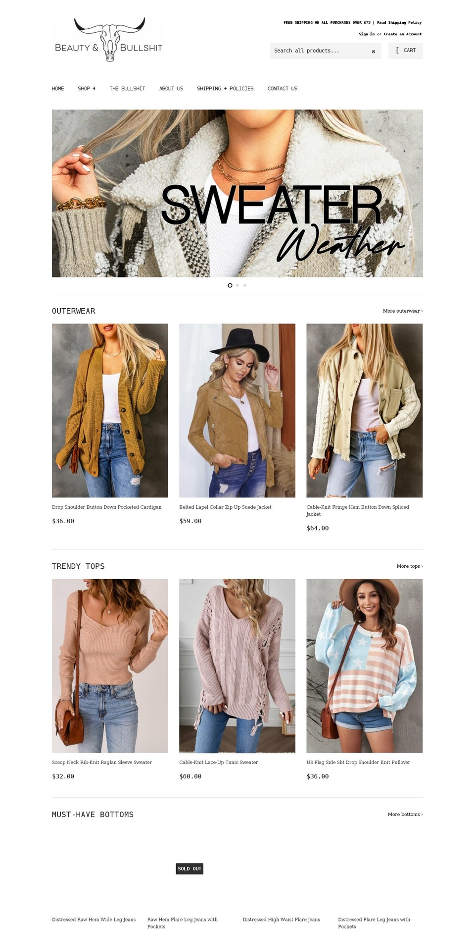 beautyandbs.com shopify website screenshot