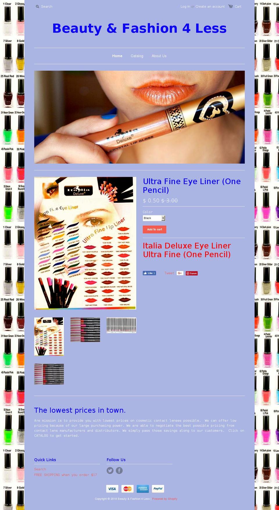 beautyandfashion4less.com shopify website screenshot