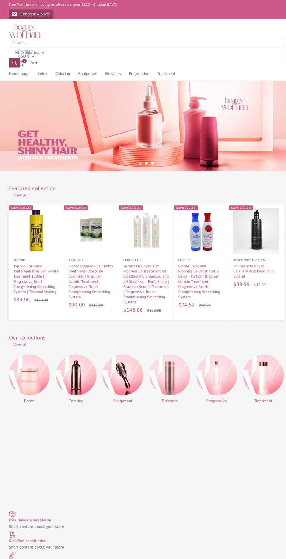 beautyandwoman.com shopify website screenshot