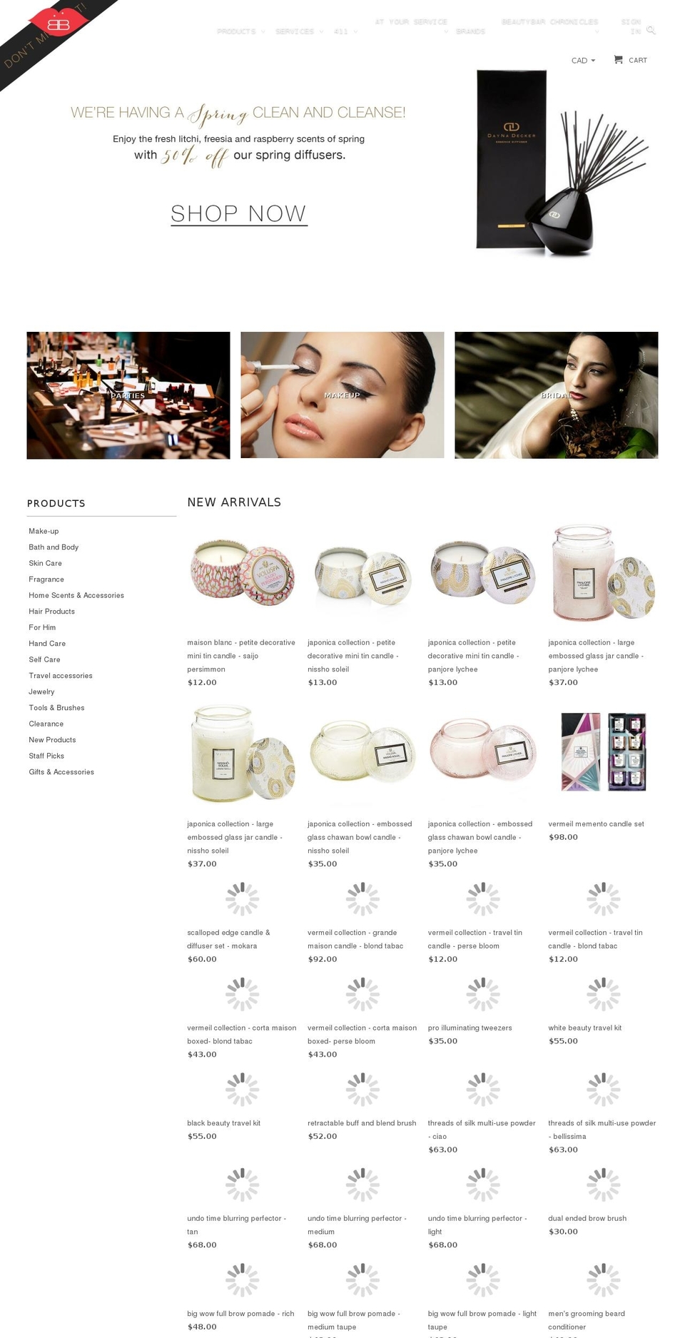 beautybar.ca shopify website screenshot