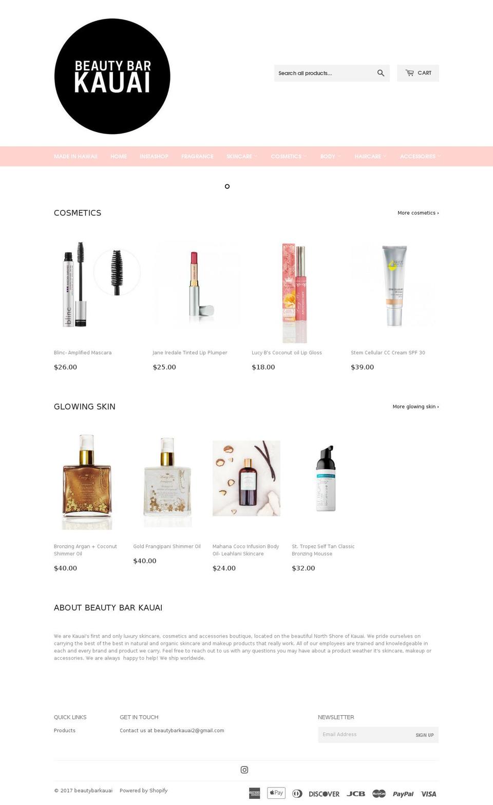 beautybarkauai.com shopify website screenshot