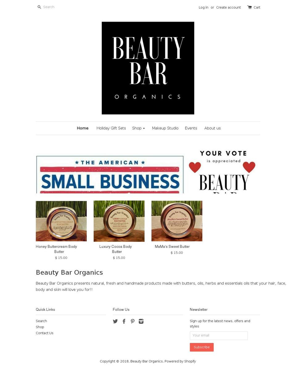 beautybarorganics.com — Shopify storefront screenshot