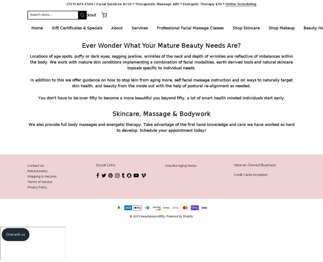 beautybeyondfifty.com shopify website screenshot