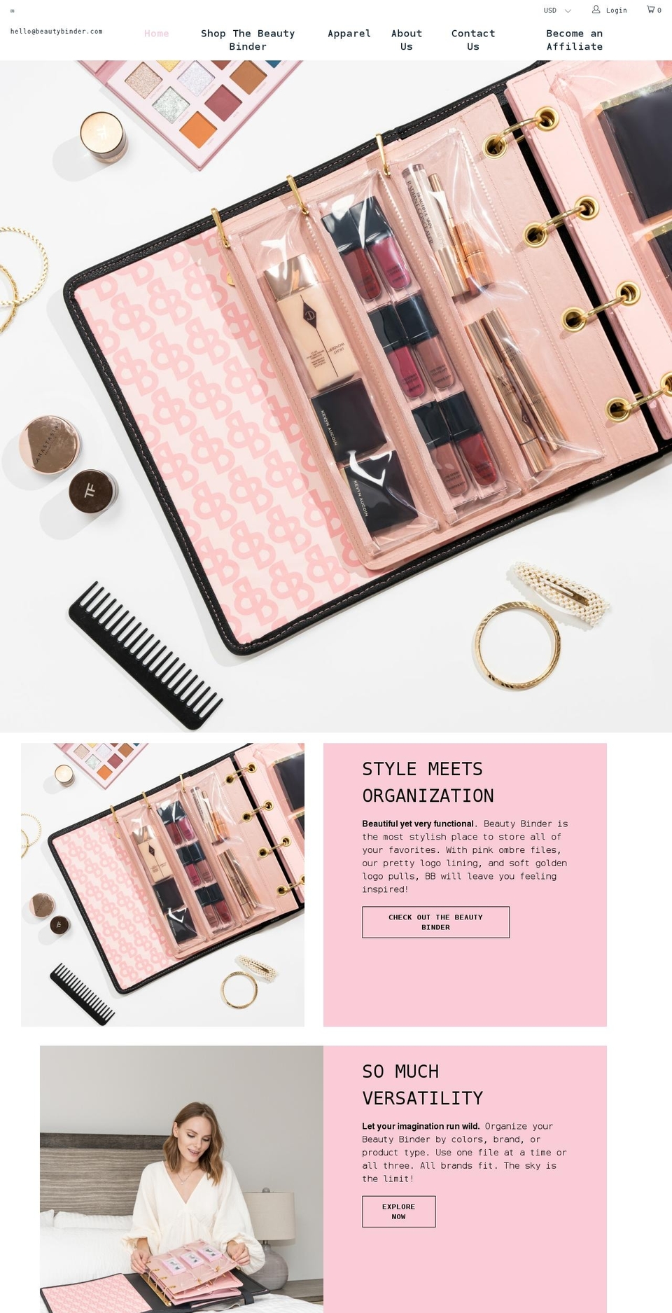Meaghan's Work Shopify theme site example beautybinder.com