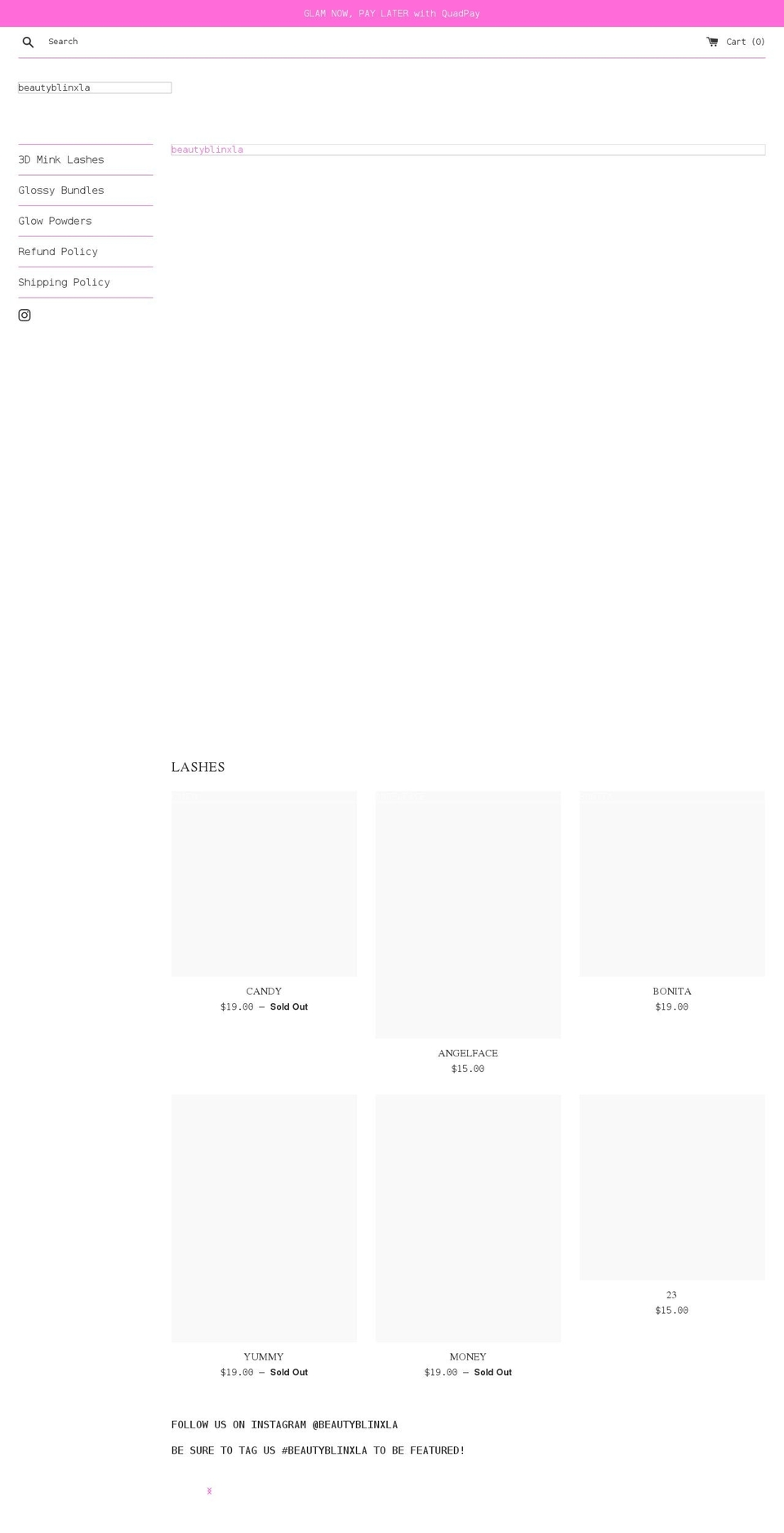 beautyblinxla.com shopify website screenshot