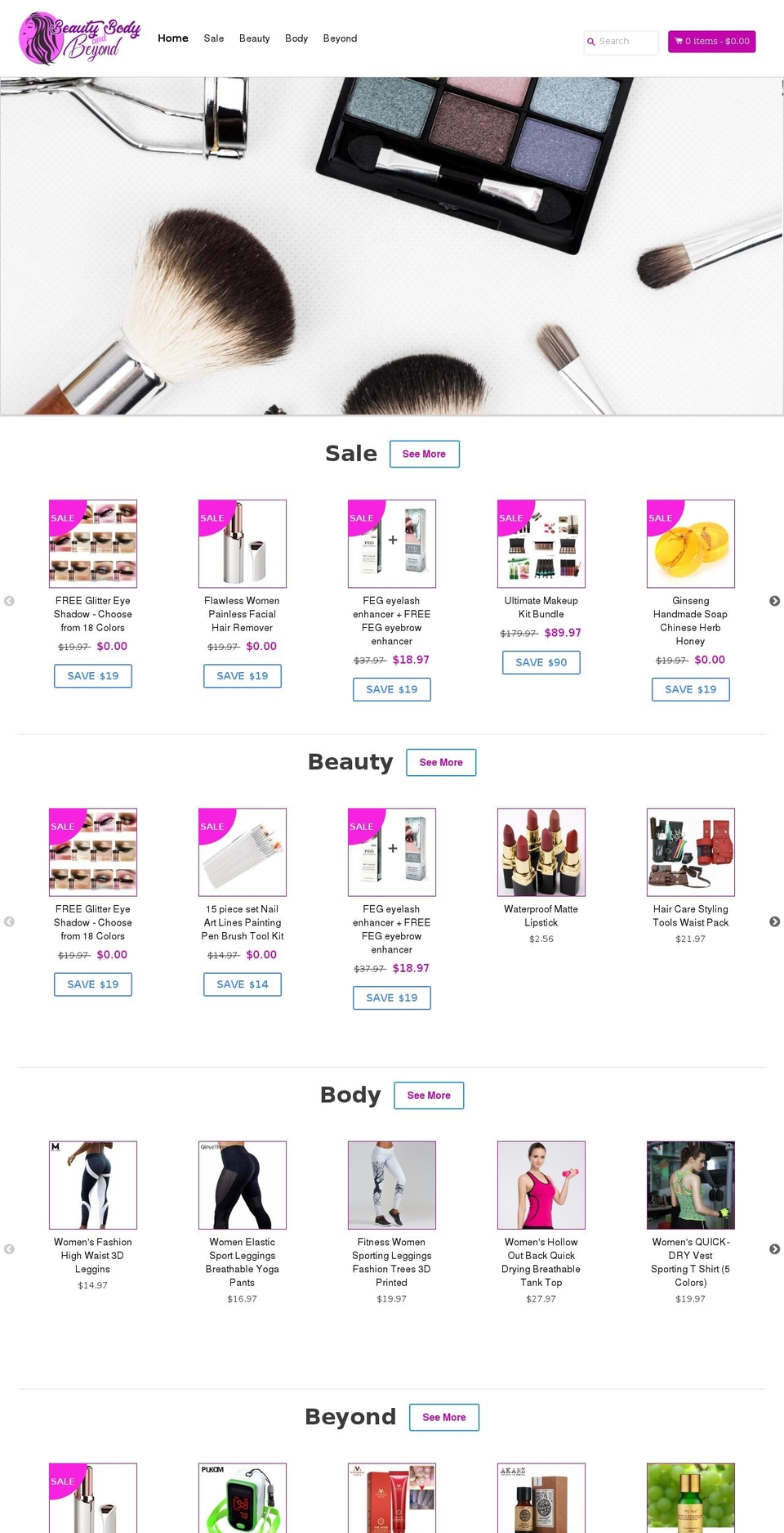 beautybodyandbeyond.com shopify website screenshot