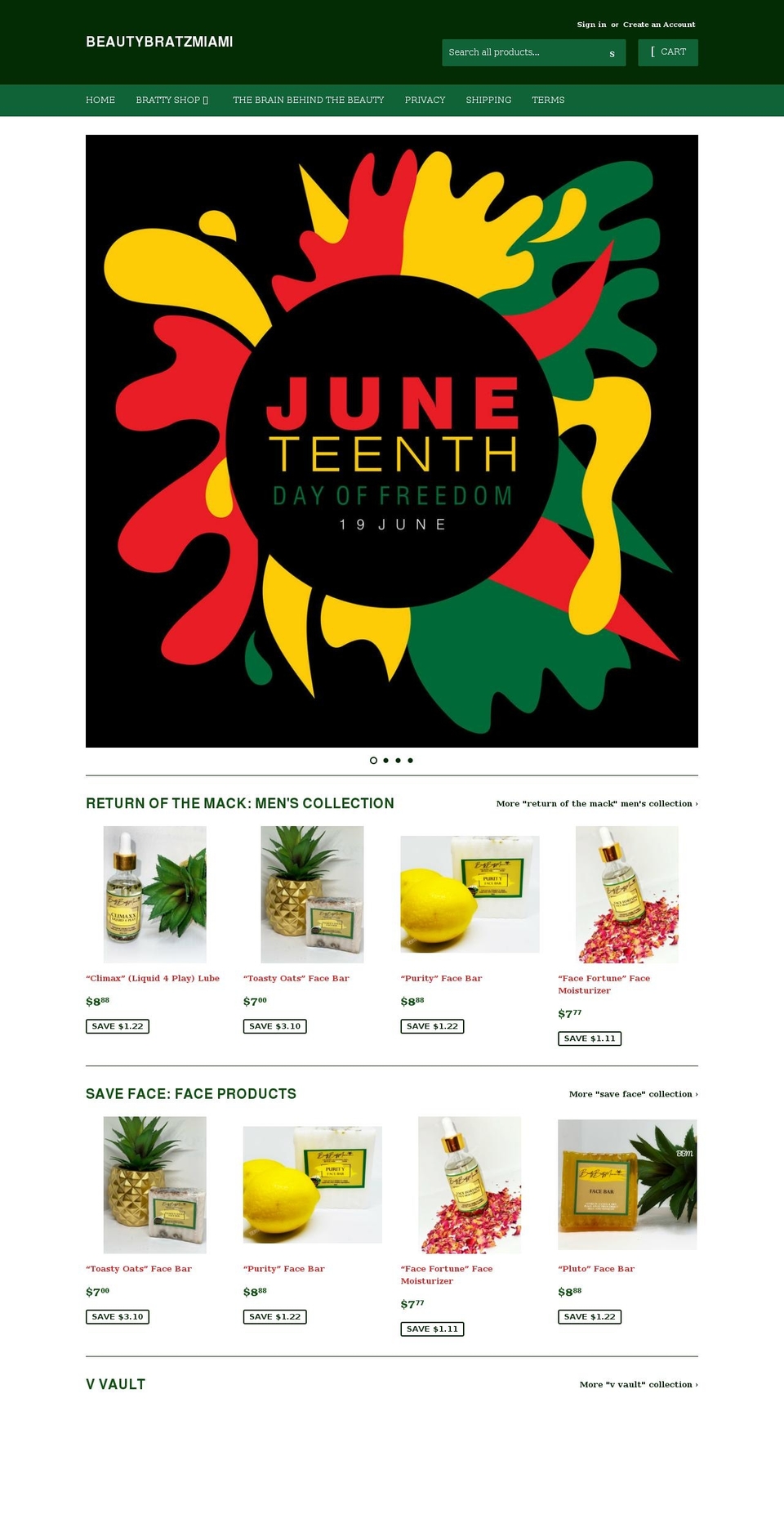 beautybratzmiami.com shopify website screenshot