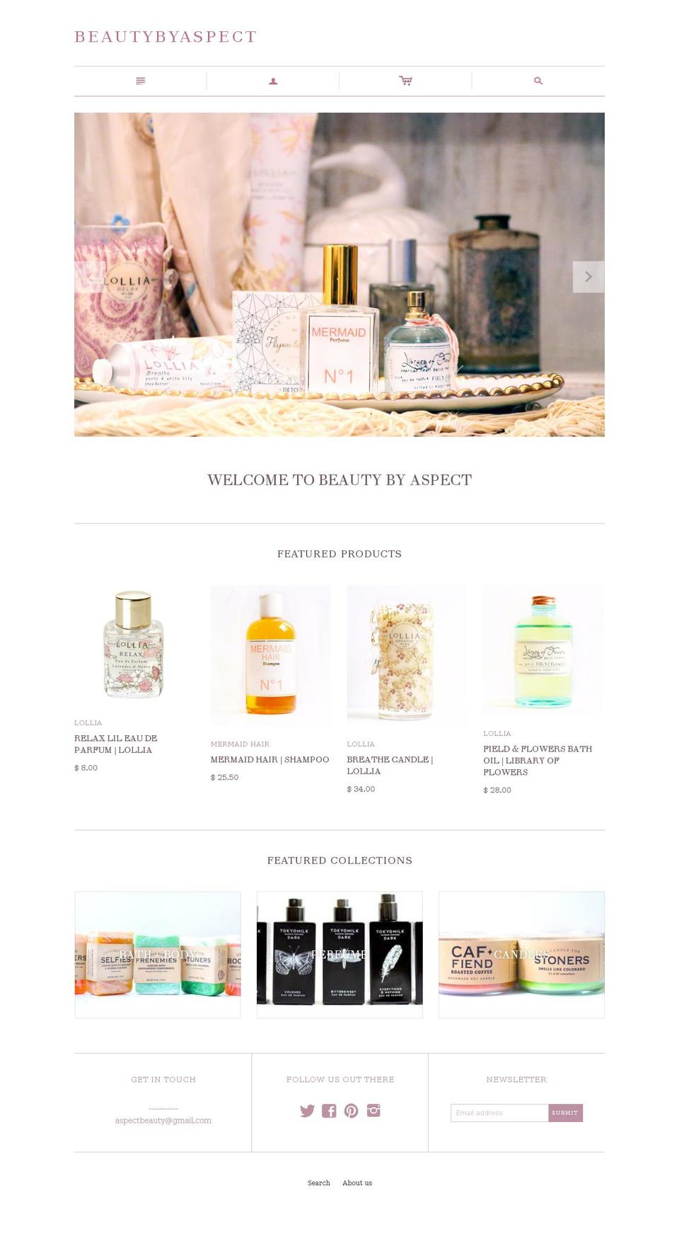 beautybyaspect.com — Shopify storefront screenshot